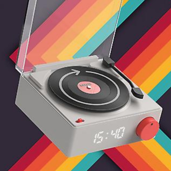 VS-80 Retro Look Vinyl Turntable 5W Bluetooth Speaker with Alarm Clock - Picture 5 of 10